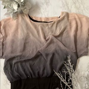 Ombré pink, gray, to black shirt